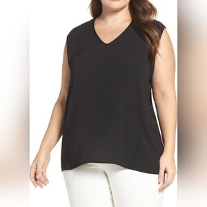 Vince Camuto Mixed Media Tank Black Size 1X